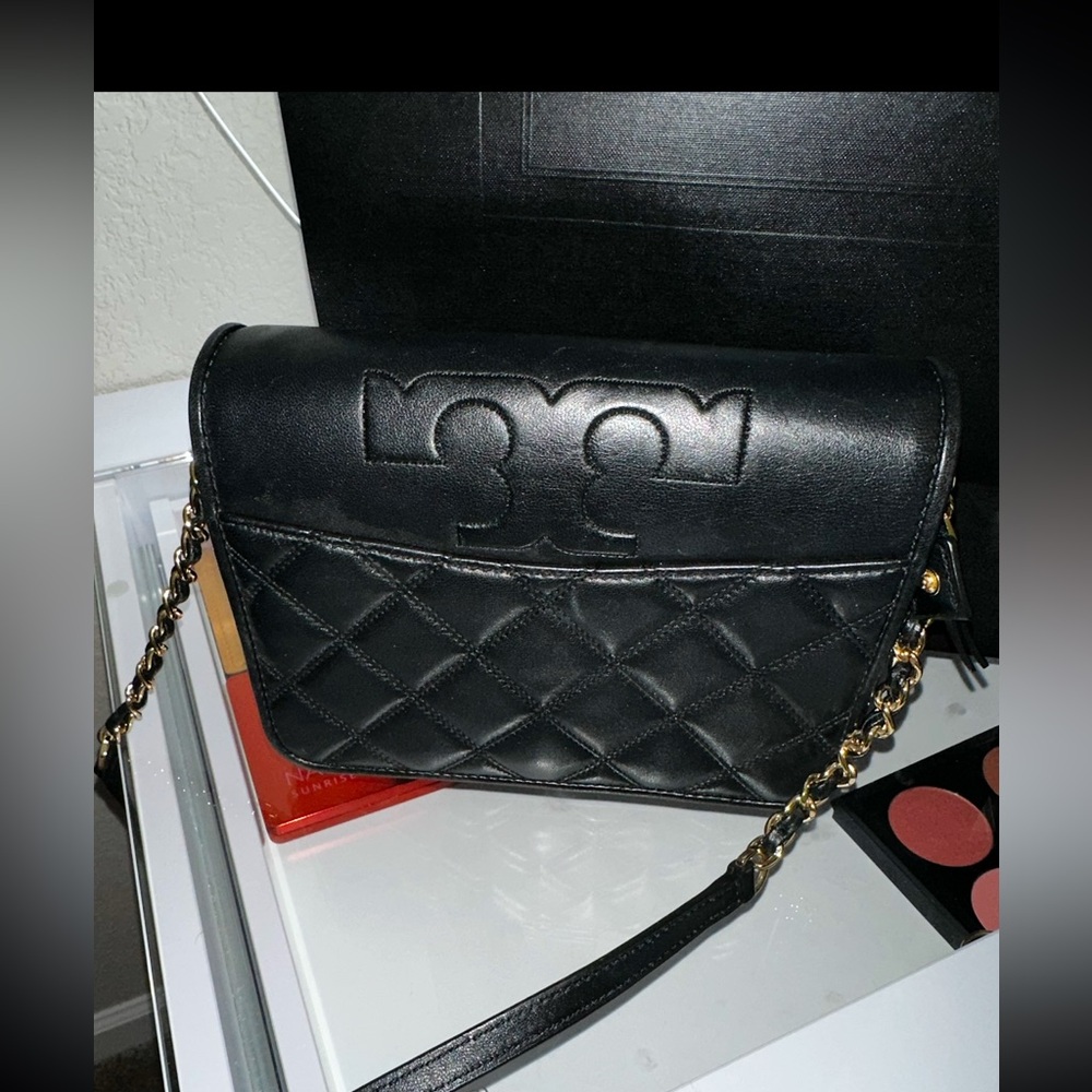Black leather Tory Burch bag